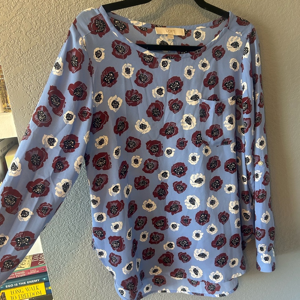 LOFT Long Sleeve Floral Blouse
